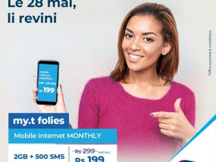 Mauritius Telecom – Ce mardi 28 mai Mobile Internet Monthly est à seulement Rs 199